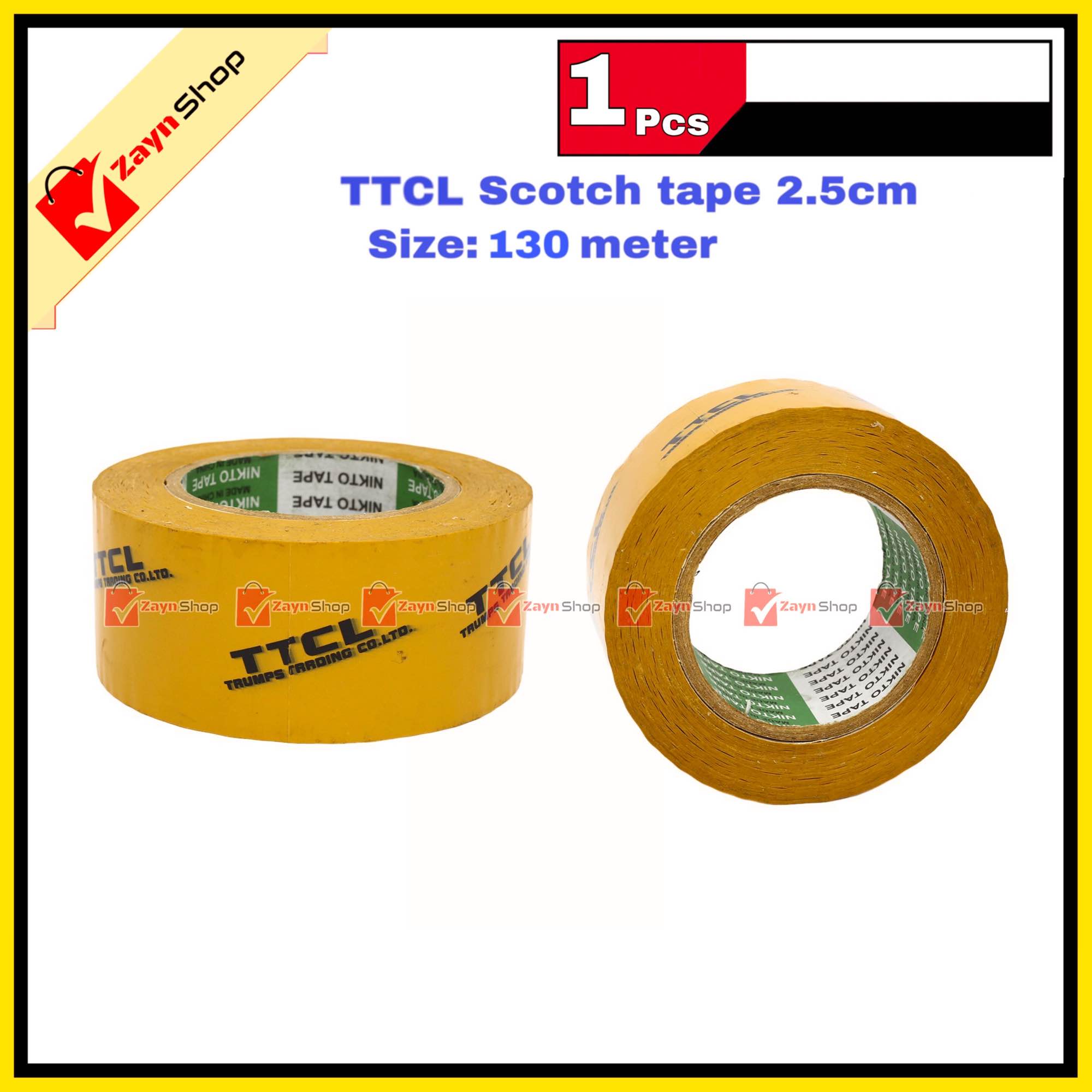 Picture of Scotch Tape Yellow or Brown TTCL 2.5cm wide 130 meter 1 pcs