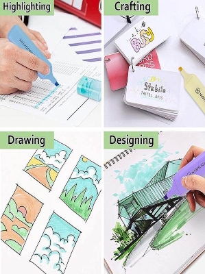 Picture of Fluorescent Highlighter Pens 6 pcs Set Pastel Macaron Colored For Drawing, Marking, Note-Taking
