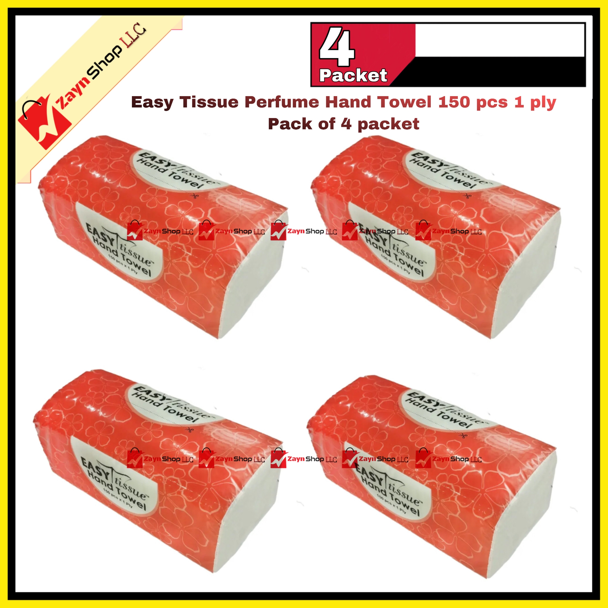 Picture of Easy Tissue Perfume Hand Towel 150 pcs 1 ply Pack of 4 packet