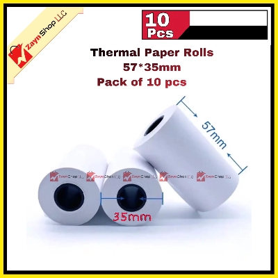 Picture of Thermal Paper Roll 57*35mm 10 pcs for 58mm POS Printer, Receipt Printer, Mini Thermal Printer White