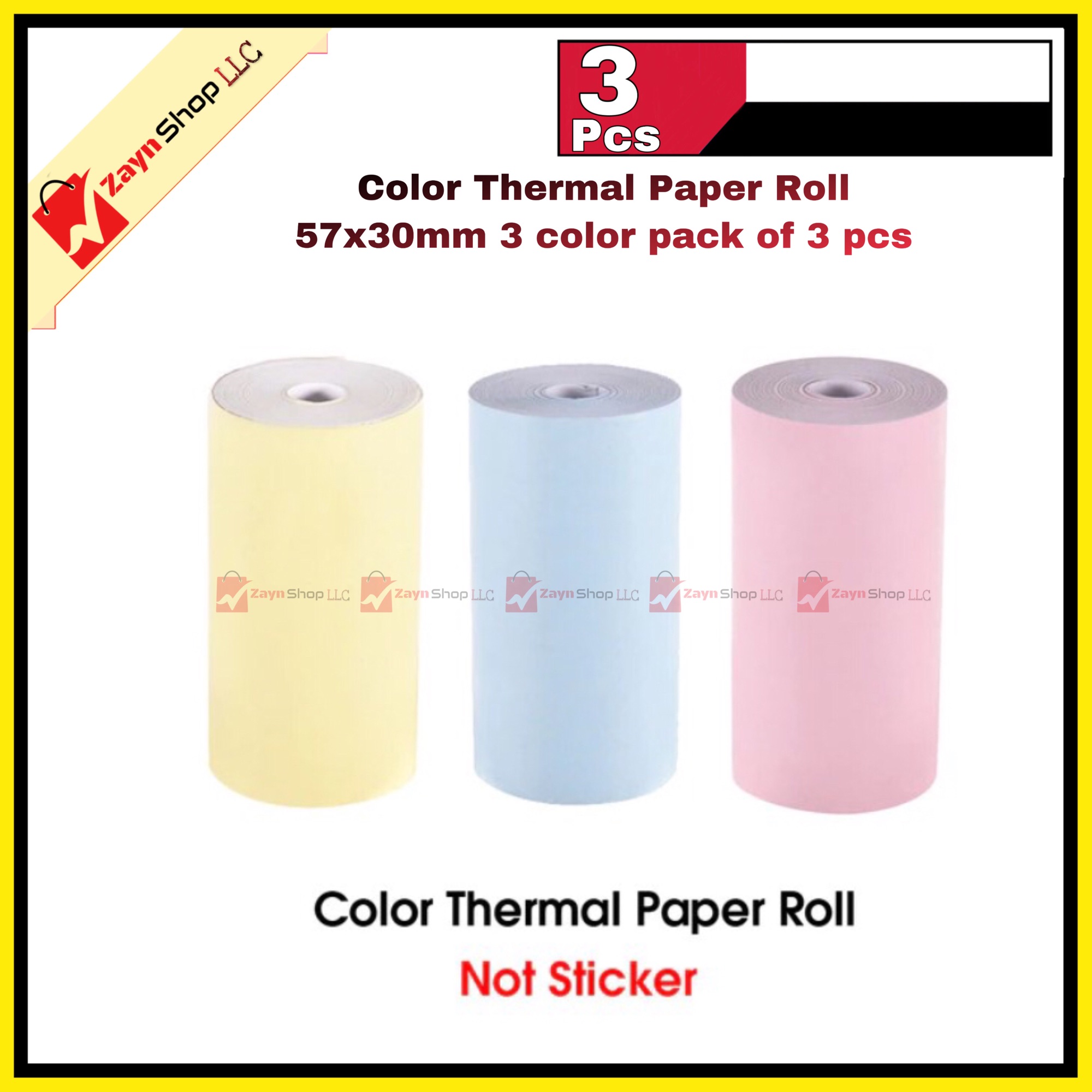 Picture of Thermal Paper color thermal paper Roll 57x30mm 3 color pack of 3 pcs