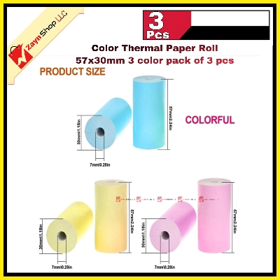 Picture of Thermal Paper color thermal paper Roll 57x30mm 3 color pack of 3 pcs