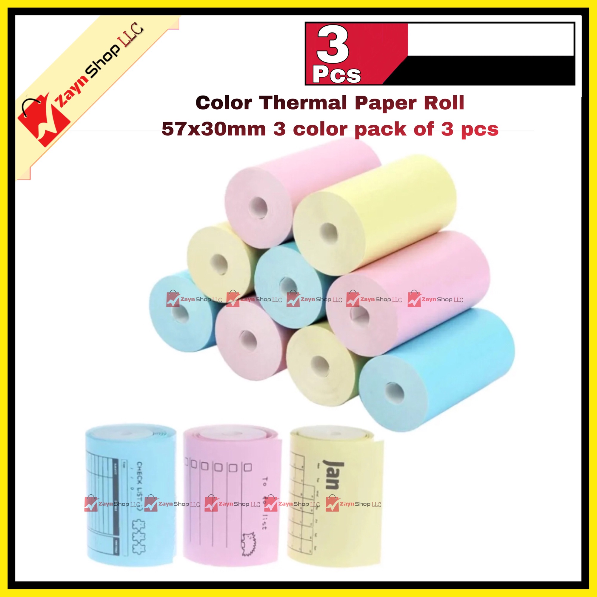 Picture of Thermal Paper color thermal paper Roll 57x30mm 3 color pack of 3 pcs