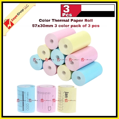 Picture of Thermal Paper color thermal paper Roll 57x30mm 3 color pack of 3 pcs