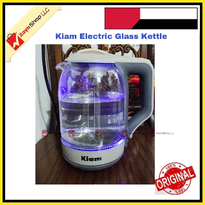 Picture of Kiam Electric Glass Kettle - PK824GL/BL-002 - 2L/1.8ltr - Glass Body - Double Dry-Boil Protection - Automatic Over Heat Protection - Kitchenware Electric Kettle