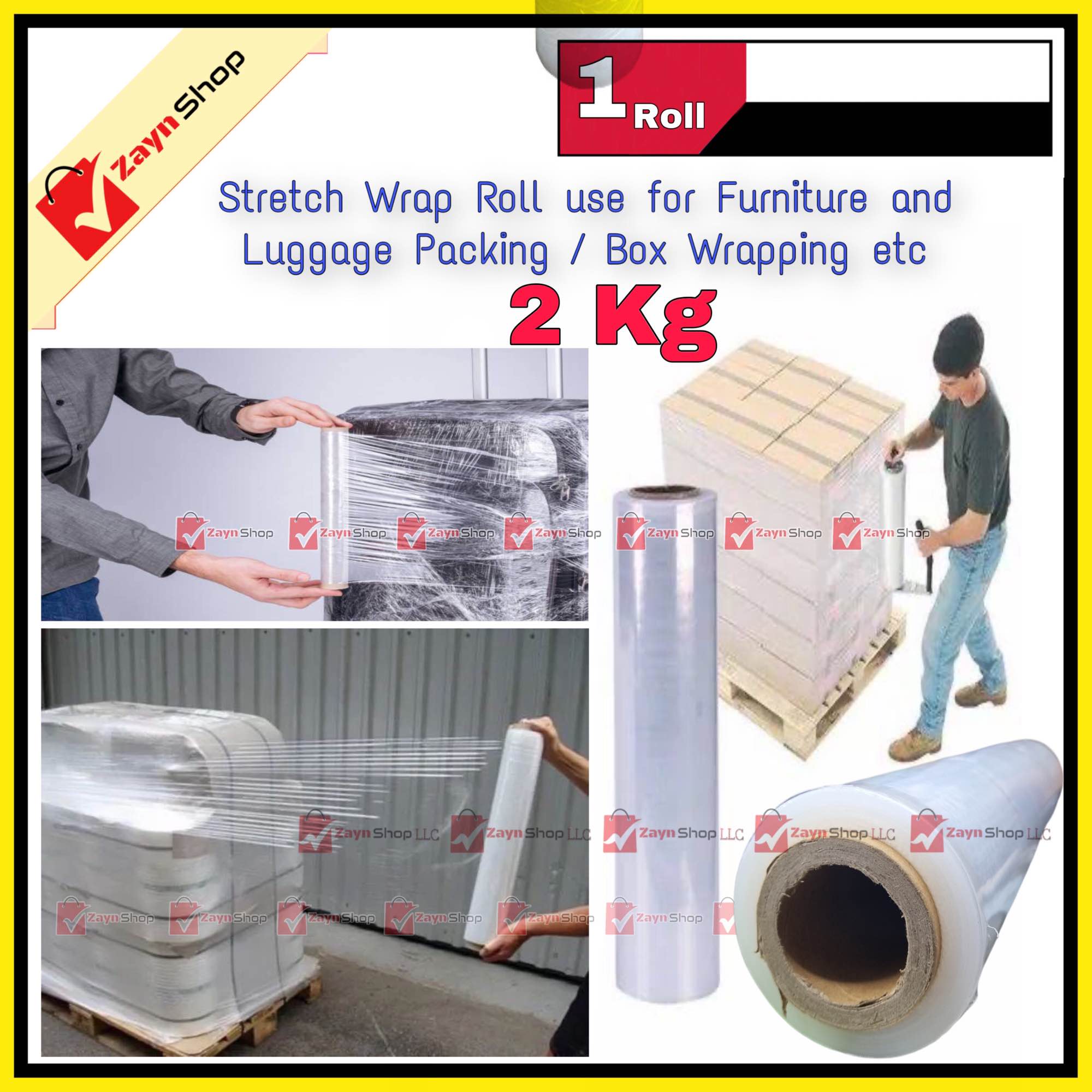 Picture of poly Roll 2 Kg 20" inch Wrapping poly Plastic Stretch Wrapping poly Roll - Experience Effortless Packing - Perfect For Luggage - Box Wrapping