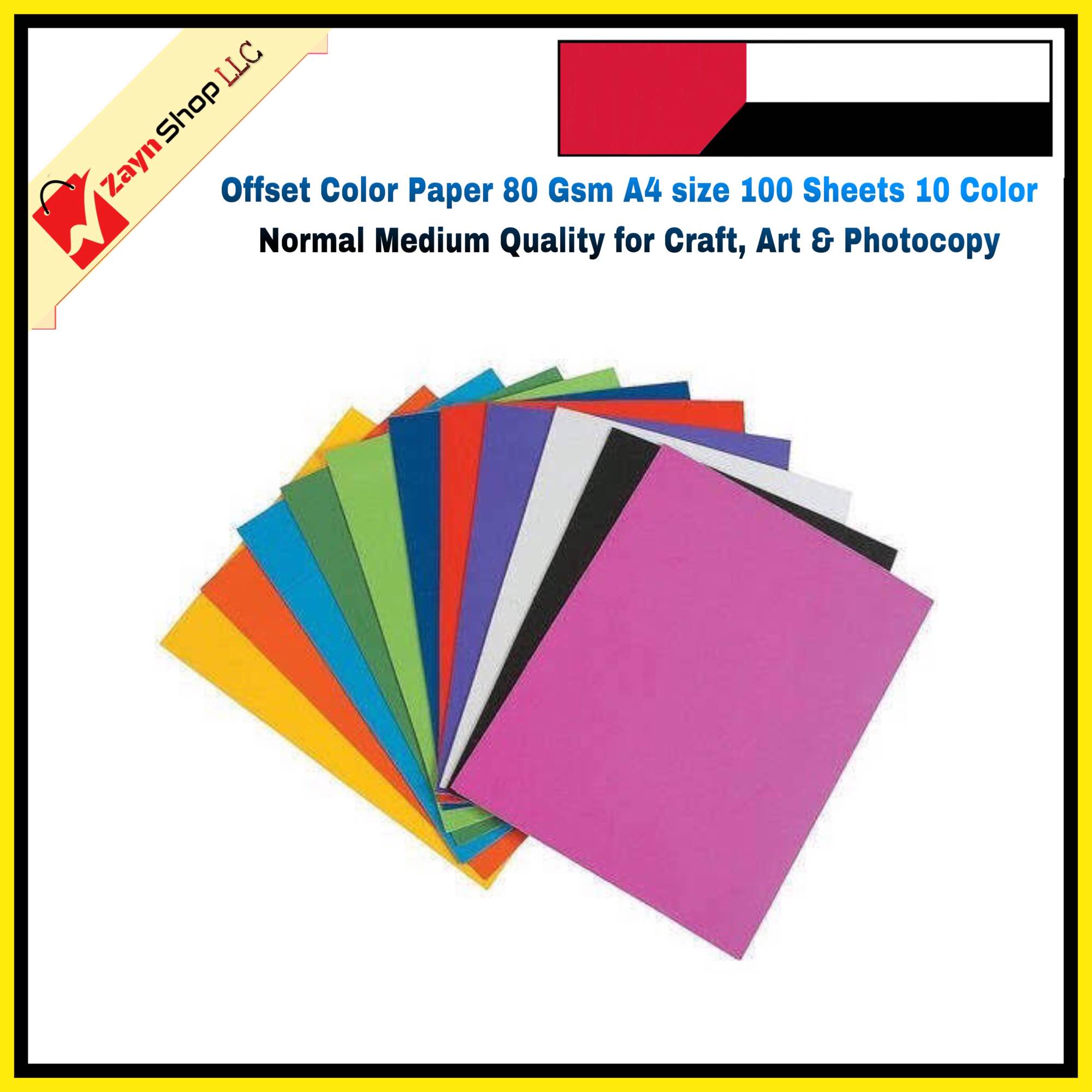 Picture of Offset Color Paper 80 Gsm A4 size 100 Sheets 10 Color Medium Quality for Craft, Art & Photocopy
