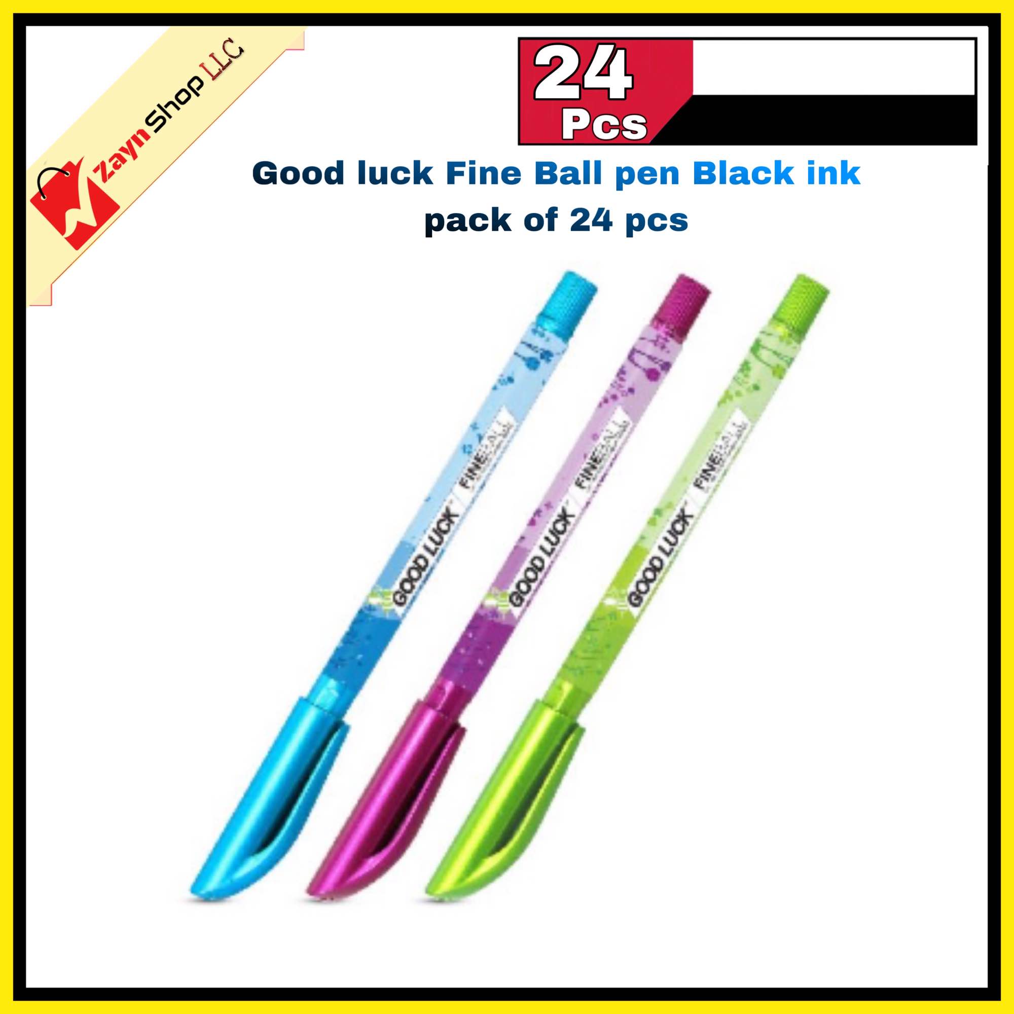 Picture of Good luck Fine Ball pen Black ink pack of 24 pcs