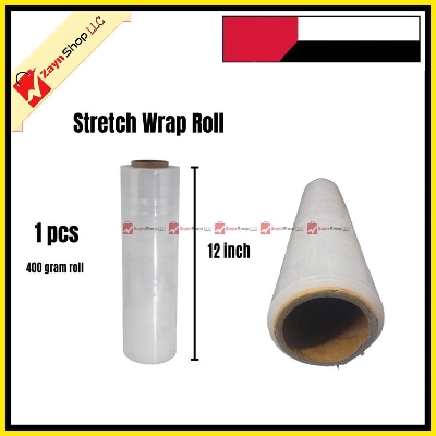 Picture of Stretch Plastic Wrap 400gram 1 Roll 12 inch  , LLDPE Wrapping Stretch Film Roll, Perfect For Luggage, Box and other Goods Wrapping.