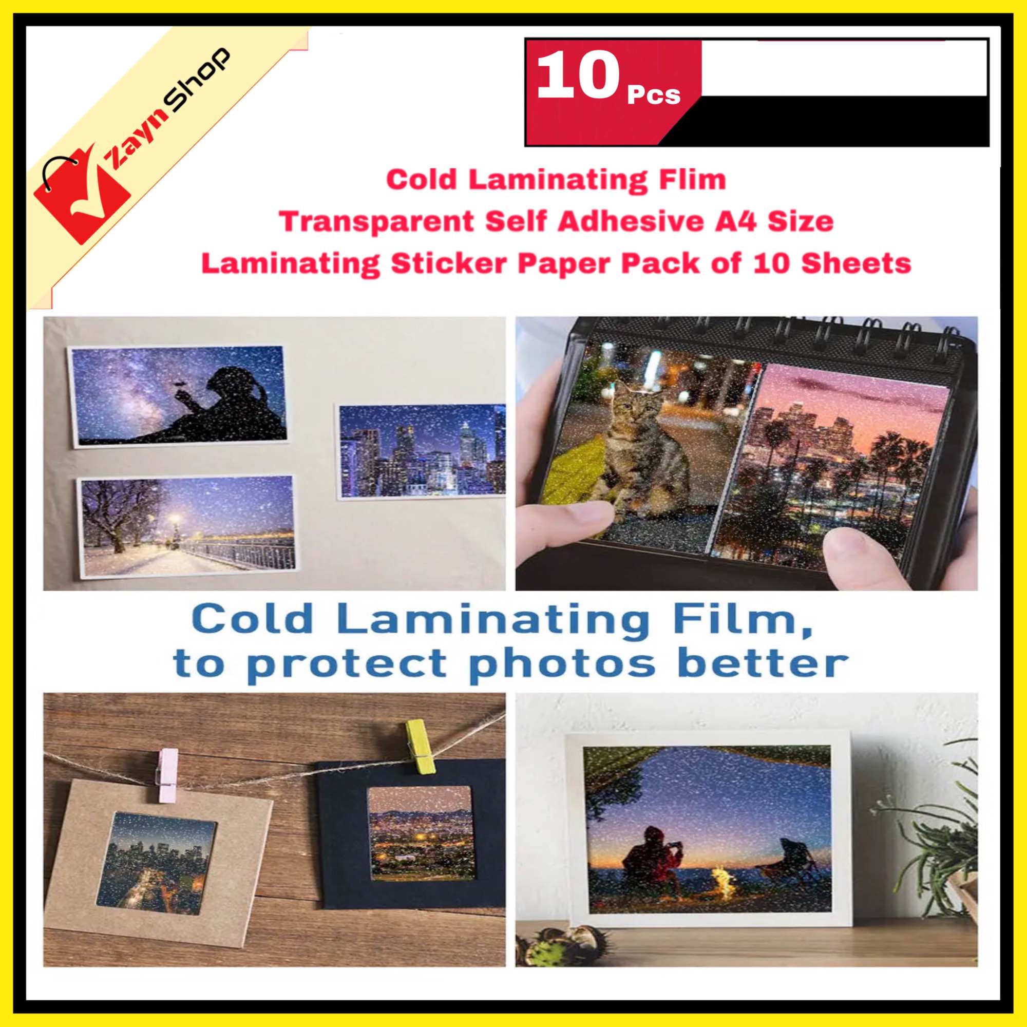 Picture of Cold Laminating Flim Transparent Self Adhesive A4 Size Laminating Sticker Paper Pack of 10 Sheets
