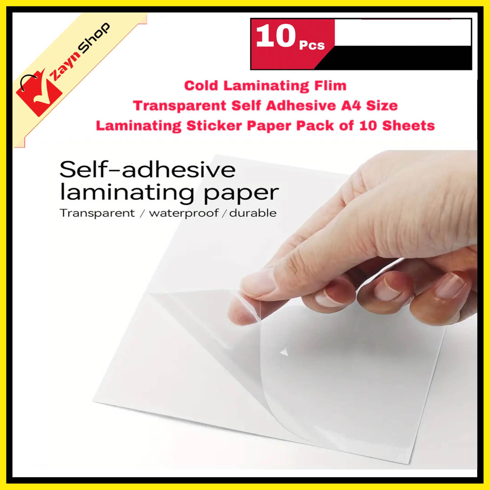 Picture of Cold Laminating Flim Transparent Self Adhesive A4 Size Laminating Sticker Paper Pack of 10 Sheets