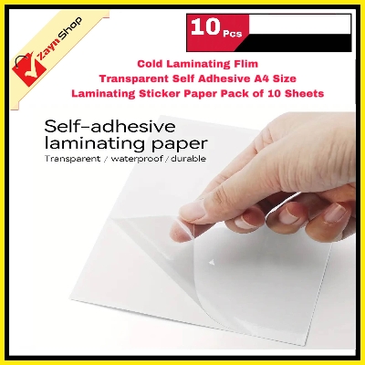 Picture of Cold Laminating Flim Transparent Self Adhesive A4 Size Laminating Sticker Paper Pack of 10 Sheets
