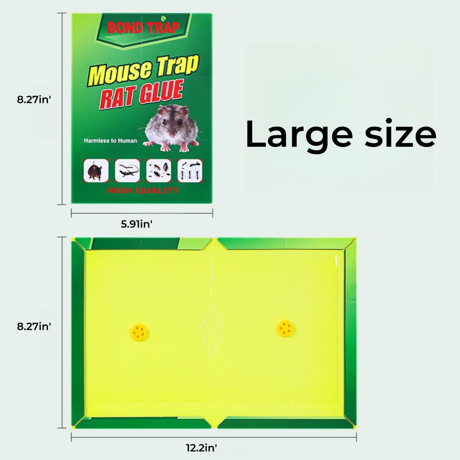 Picture of Mouse Board Rat Bond Traps Green Killer size 12"x8" (1 PSC or 3PCS) Mouse Sticky Mice Glue Trap High Effective Rodent