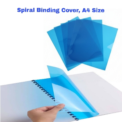 Picture of Spiral Binding Cover A4 Size Transparent or Blue Transparent Pack of 10 or 50 Sheets