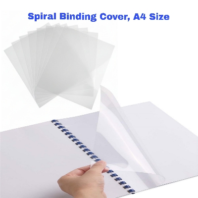 Picture of Spiral Binding Cover A4 Size Transparent or Blue Transparent Pack of 10 or 50 Sheets