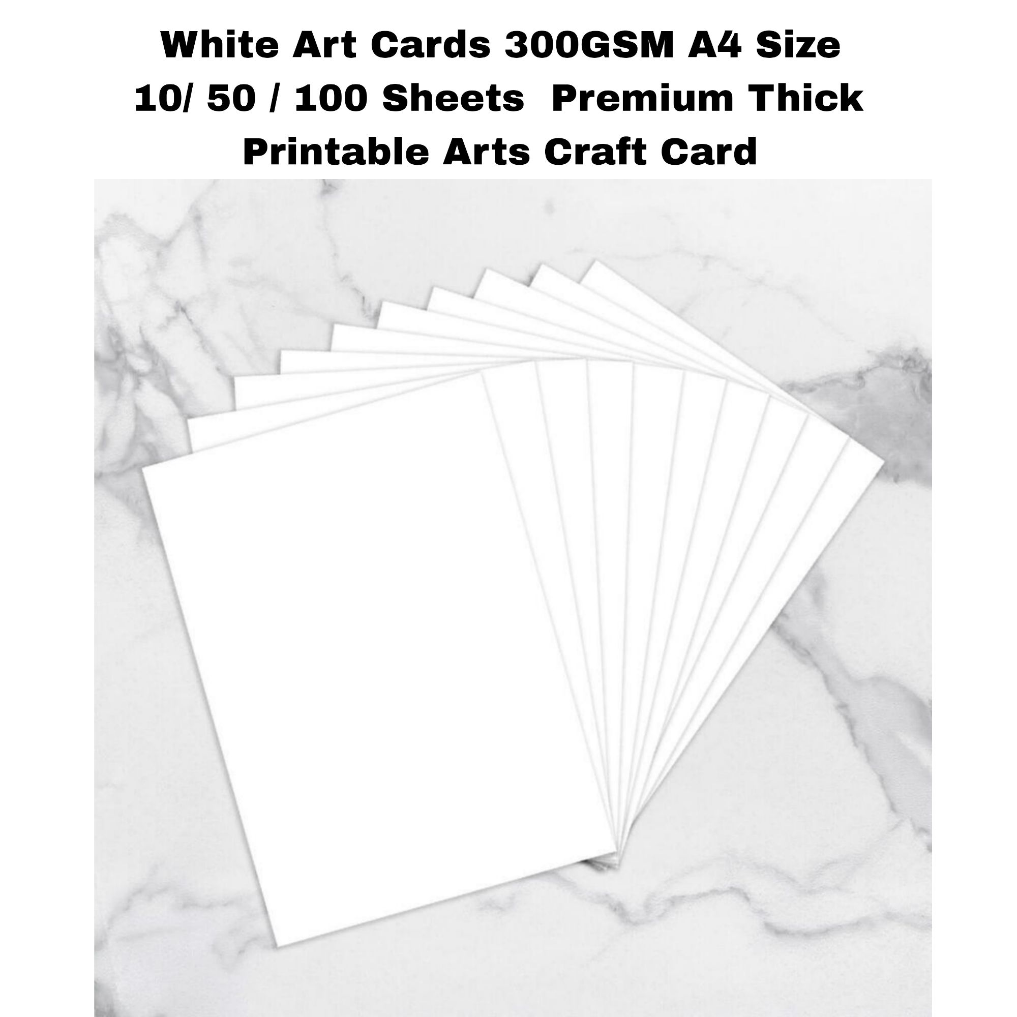 Picture of White Art Cards 300GSM A4 Size 10/ 50 / 100 Sheets  Premium Thick Printable Arts Craft Card