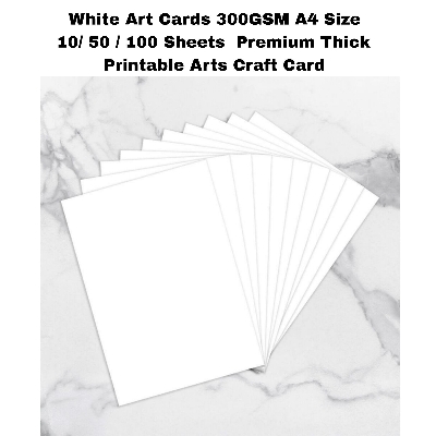 Picture of White Art Cards 300GSM A4 Size 10/ 50 / 100 Sheets  Premium Thick Printable Arts Craft Card