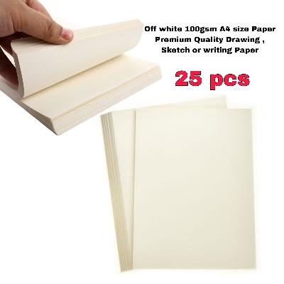 Picture of Off white 100gsm A4 size Paper Premium Quality Drawing and Sketch Paper 25 or 50 sheets