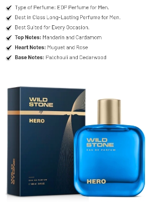 Picture of Wild Stone Hero Perfume for Men  Eau De Parfum 100ml Luxury Long-Lasting Fragrance Premium Perfume Aromatic & Marine Notes