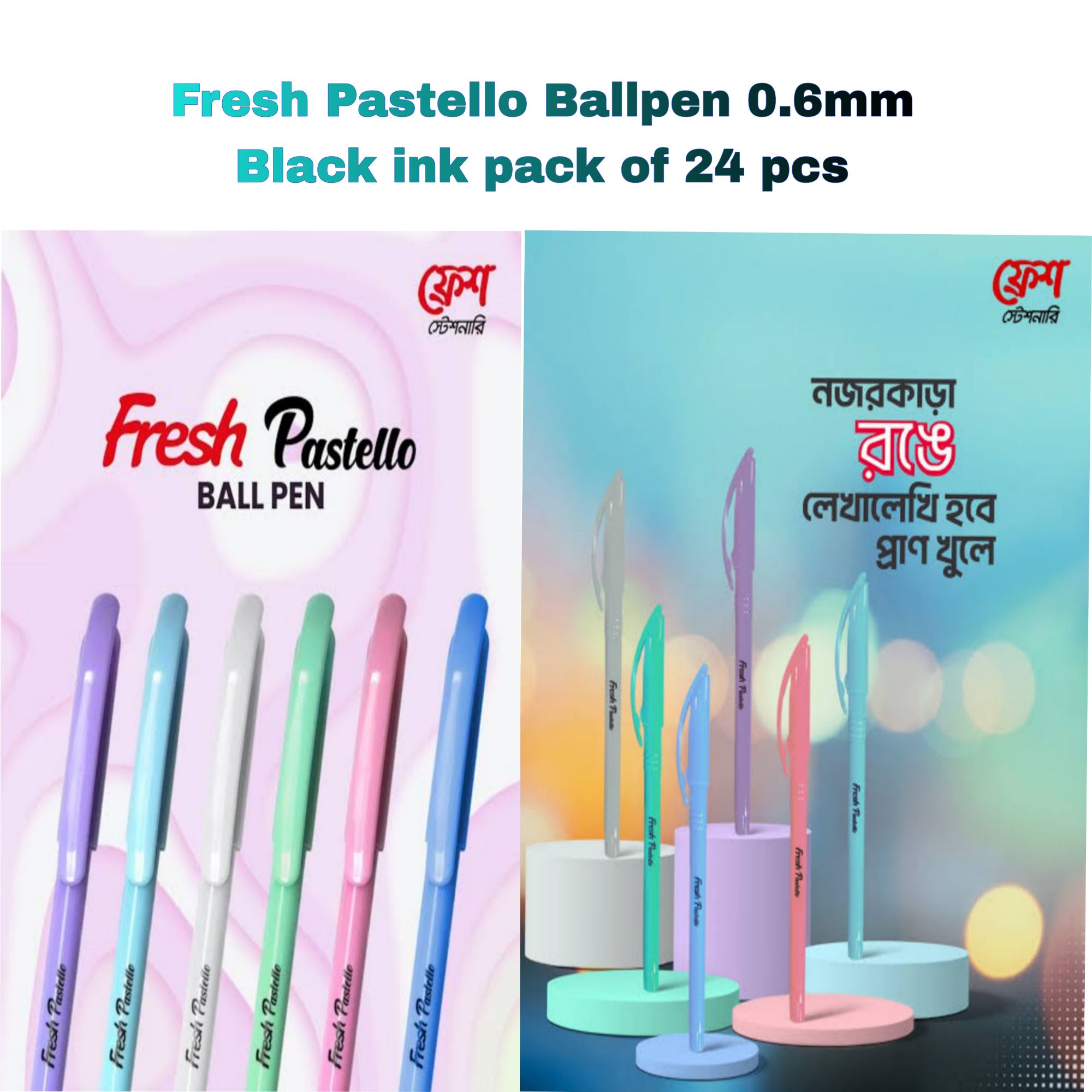 Picture of Fresh Pastello Ballpen 0.6mm Black ink pack of 24 pcs