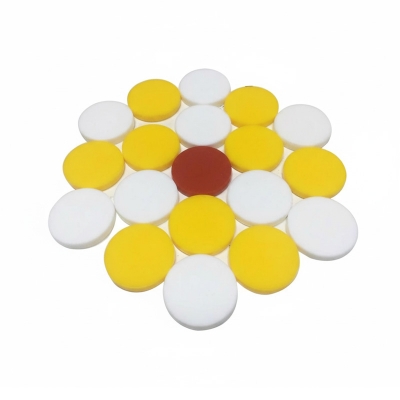 Picture of Special Carrom Guti with Stricker (5 Pcs guti Extra) - Yellow & White - Multicolor