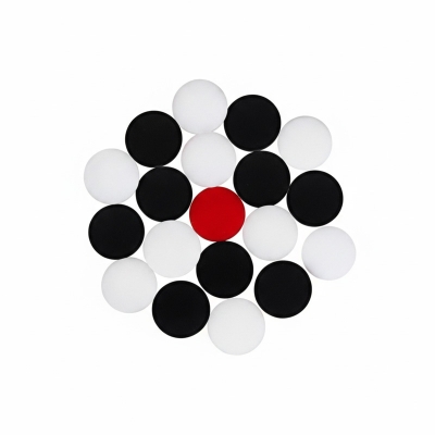 Picture of 9mm Carrom Guti with Stricker (5 Pcs guti Extra) - Black & White - Multicolor