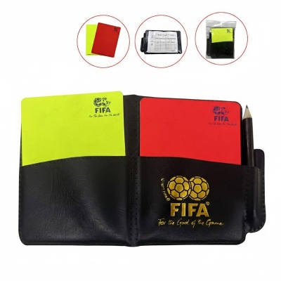 Picture of Football Referee Penalty Wallet - Pencil, Pad, Yellow, Red Card - 1 Set - Black