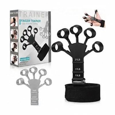 Picture of Silicone Grip Device Finger Exercise Stretcher Finger Gripper Strength Trainer Strengthen Rehabilitation Training - Black