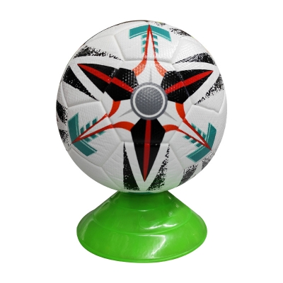 Picture of Professional Rubber Football – White with Black, Red & Aqua Design - White