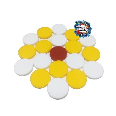 Picture of Special Carrom Guti with Stricker (5 Pcs guti Extra) - Yellow & White - Multicolor