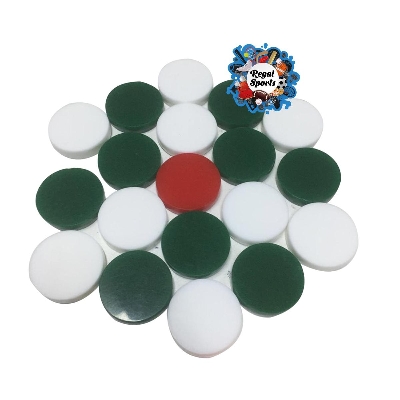 Picture of Special Carrom Guti with Stricker (5 Pcs guti Extra) - Green & White - Multicolor