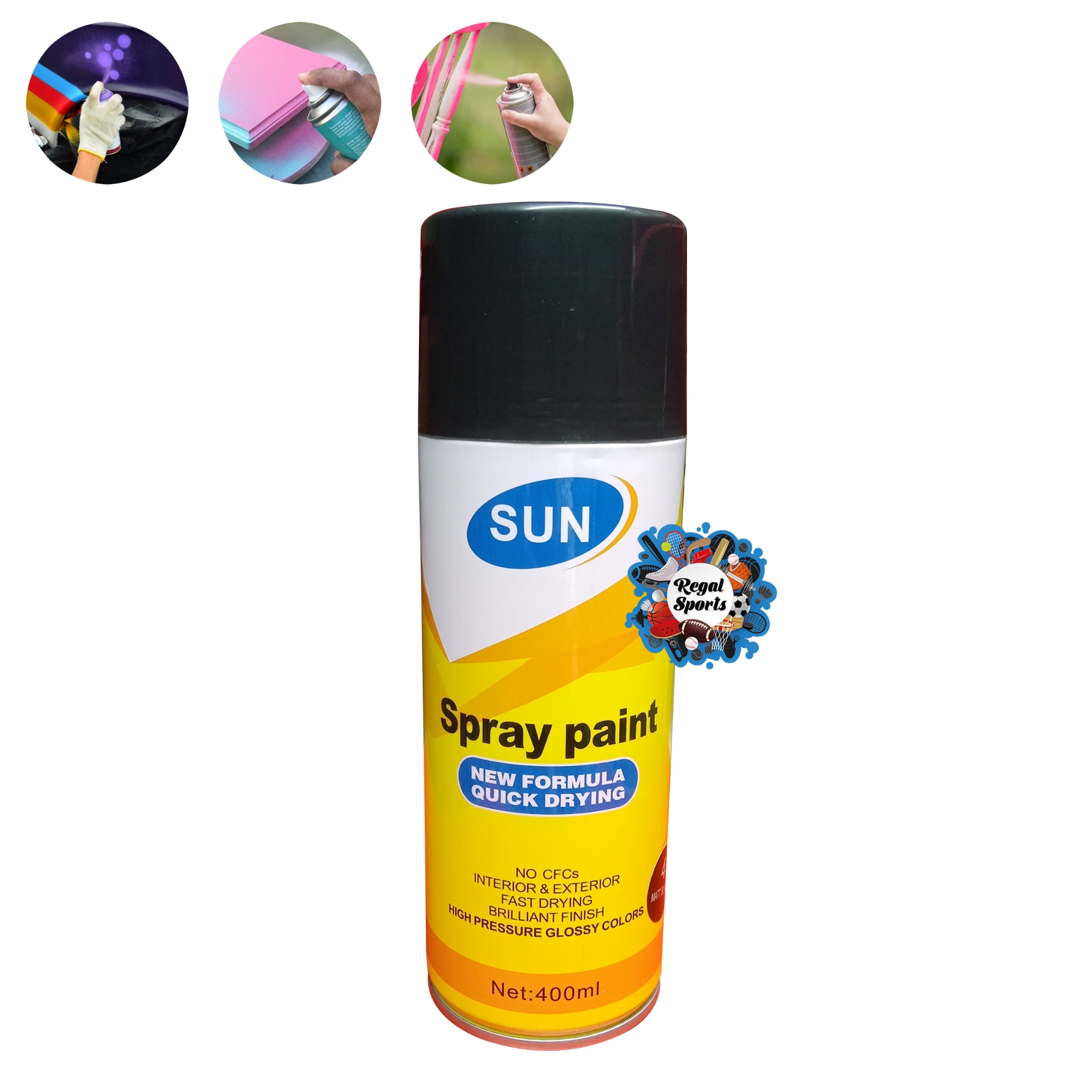 Picture of 400ml - Matt Black - Color Spray Paint - Aerosol Spray - Clear Matt