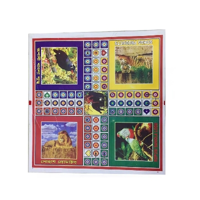 Picture of Ludo Board with Guti and Chhakka - Large Size for Fun Family Gaming Easy to Use and Maintain - Multicolor