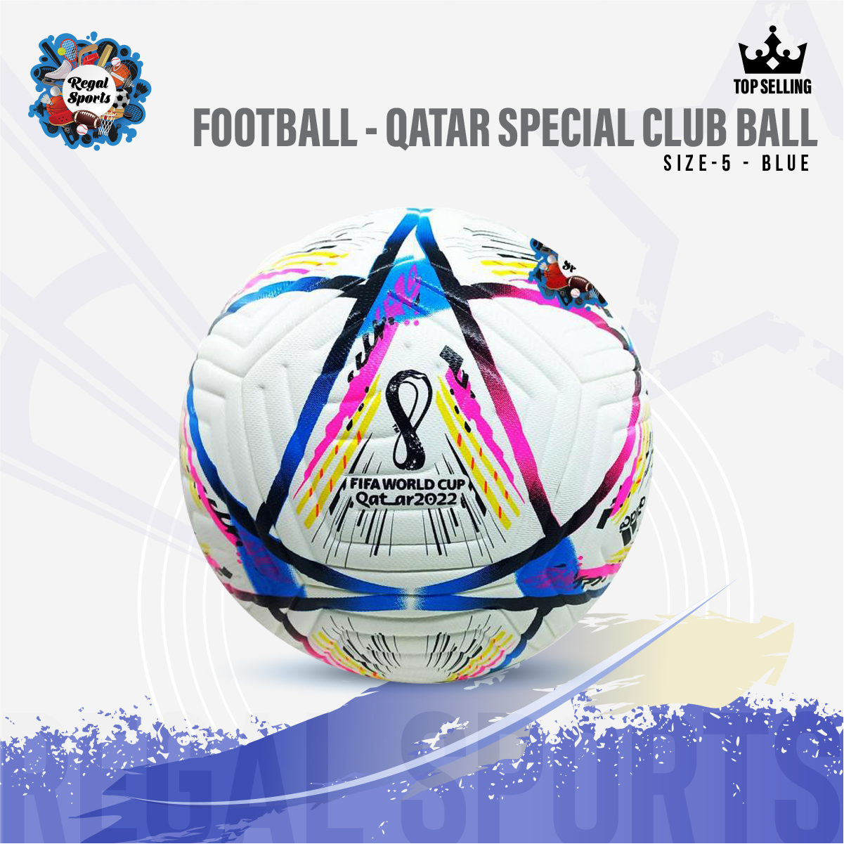 Picture of Football - Qatar Special Club Ball - Size-5 - Blue - Multicolor