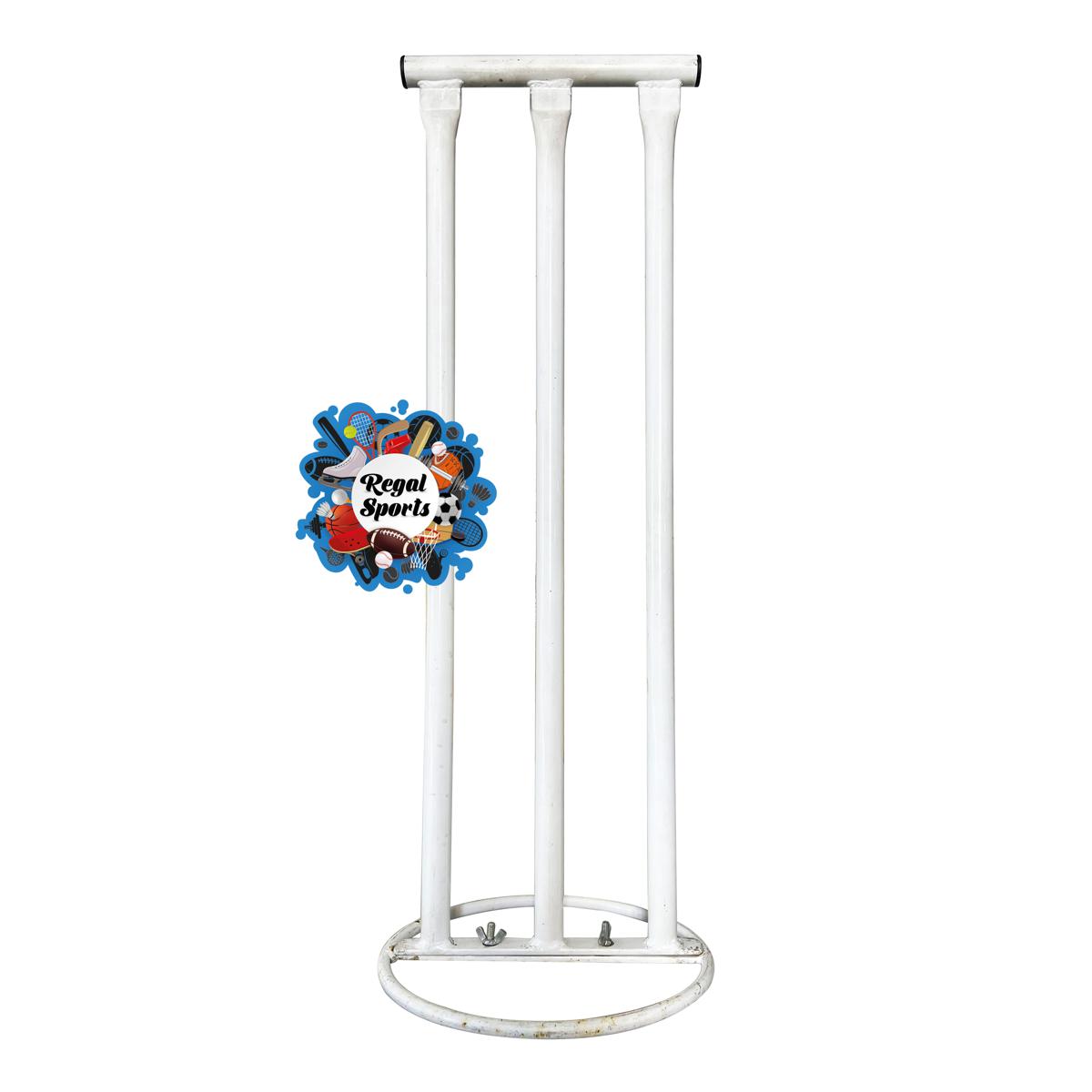 Picture of Metal Cricket Stumps - 1 Set - White - Round Base - White