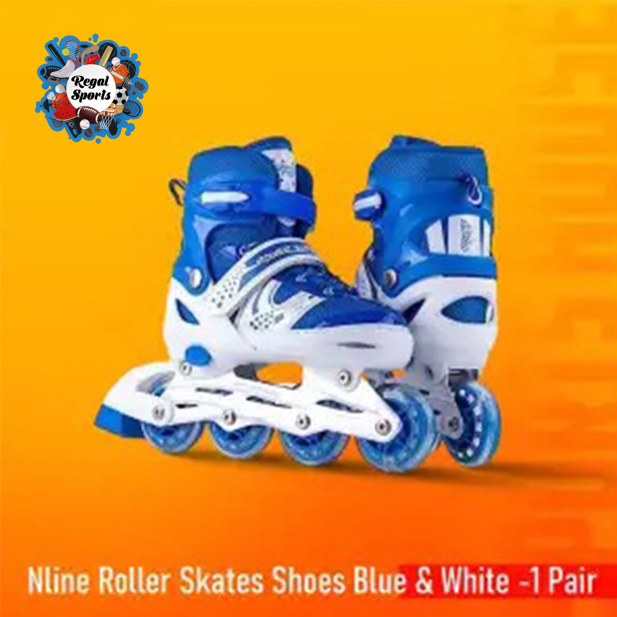 Picture of Inline roller skates shoes Red & White -1 Pair- Size (36-38) - Blue
