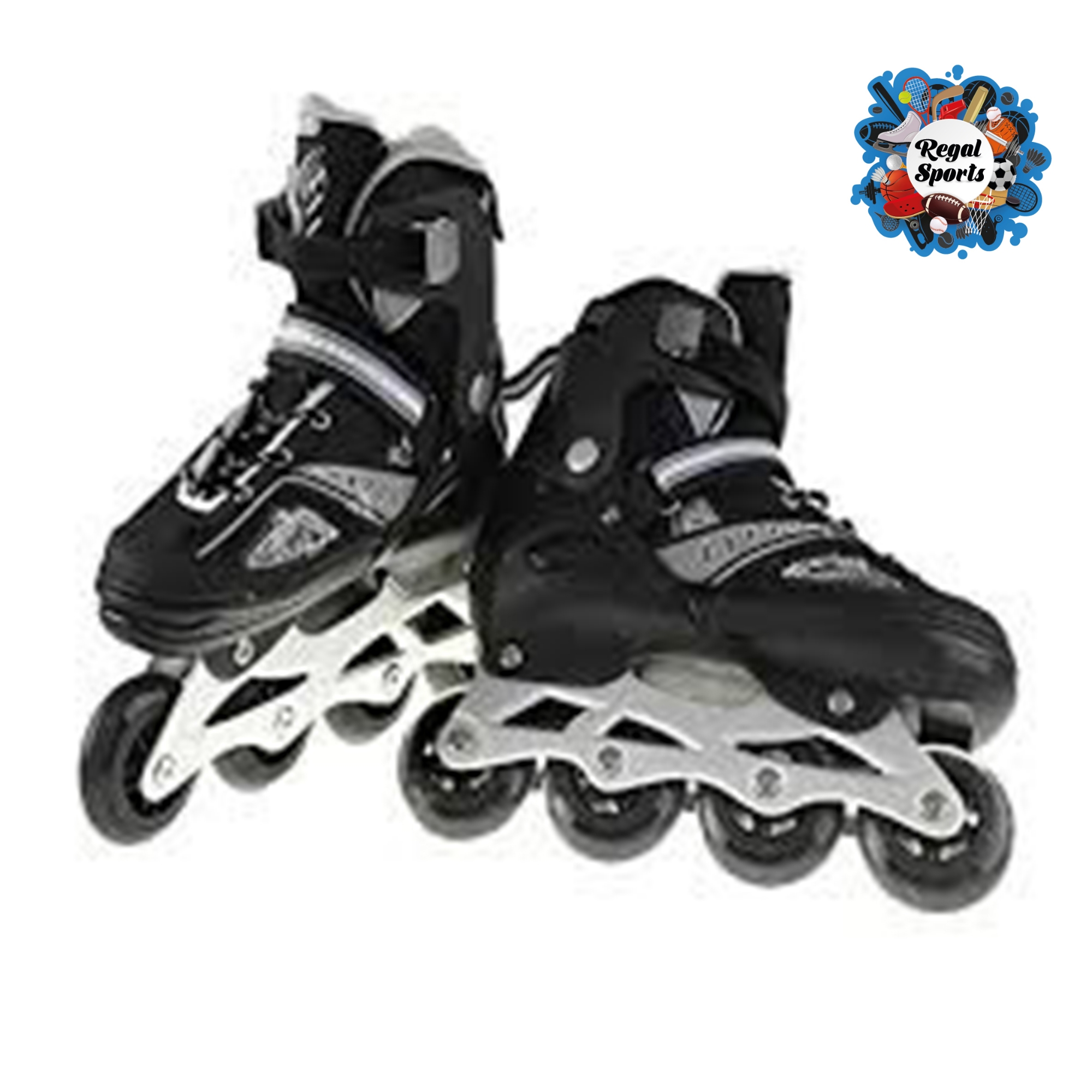 Picture of Inline roller skates shoes Black & White -1 Pair- Size (34-38) - Black