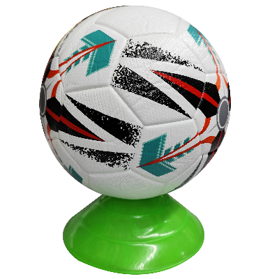 Picture of Professional Rubber Football – White with Black, Red & Aqua Design - White