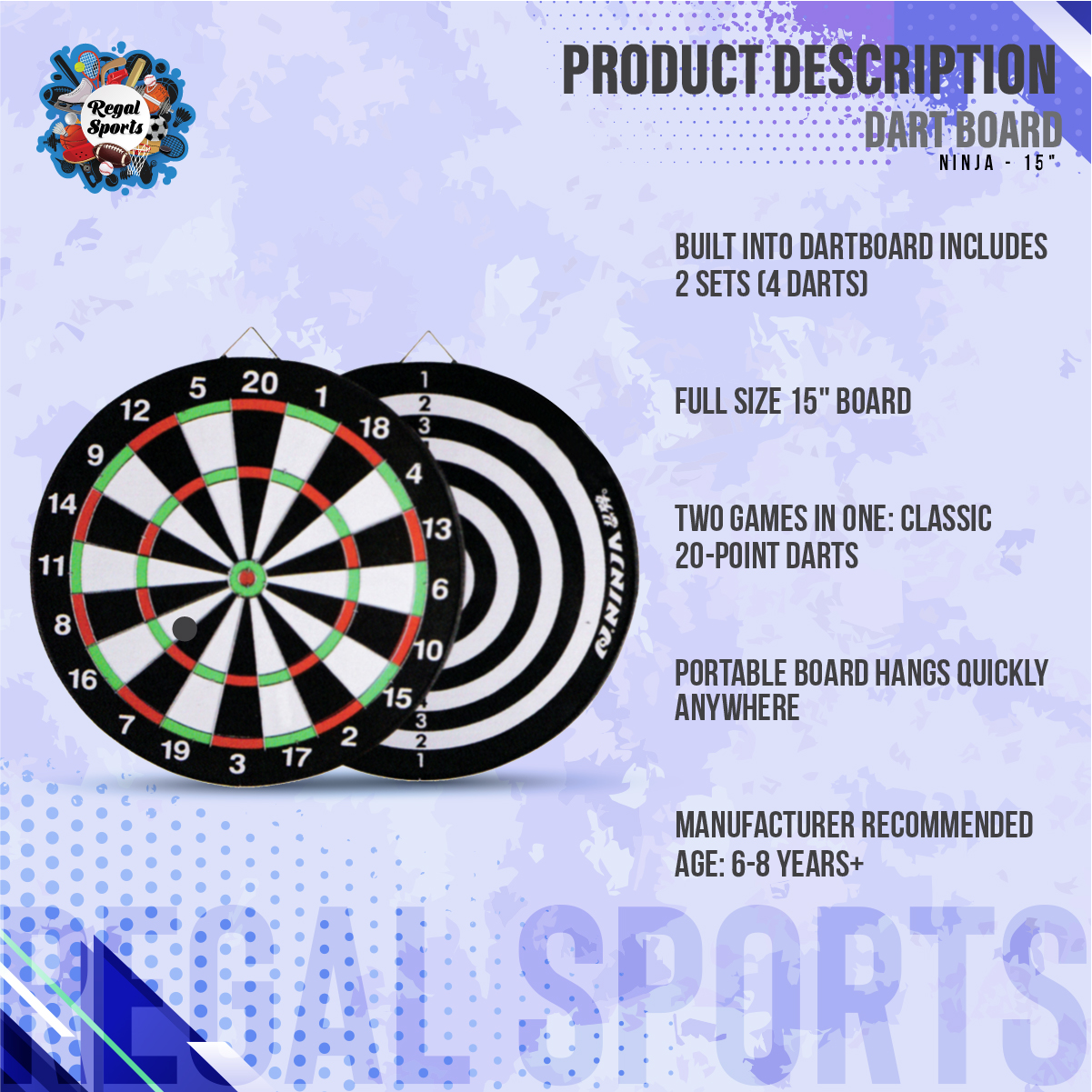 Picture of Dart Board - Ninja - 15" - Multicolor