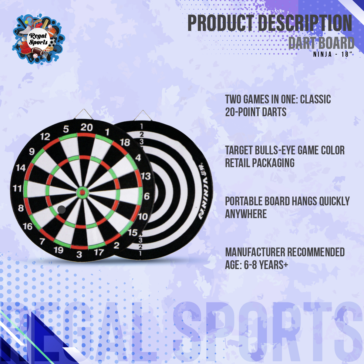 Picture of Dart Board - Ninja - 18" - Black