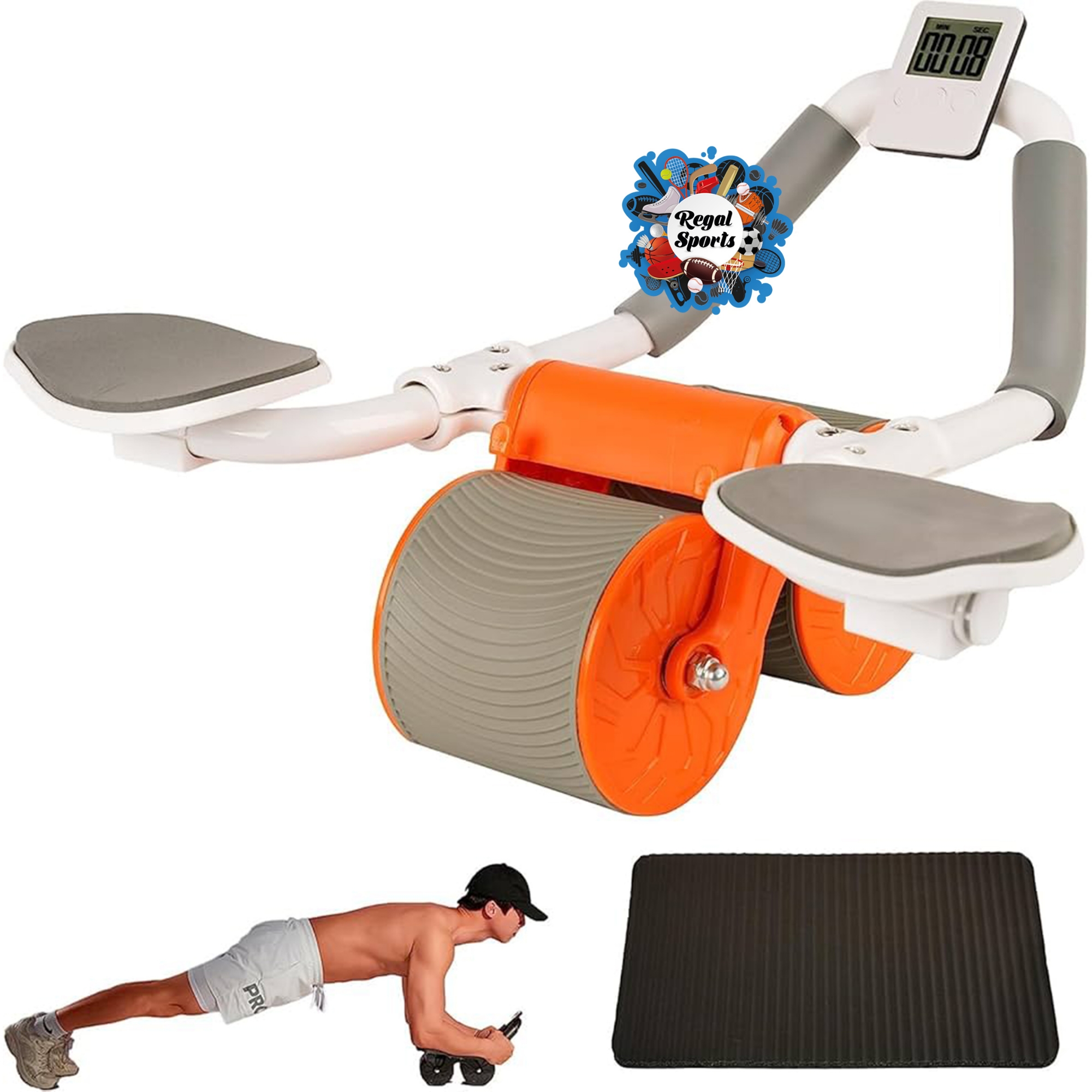 Picture of Abdominal Roller Ab Wheel Roller Automatic Rebound Ab Roller Wheel Abdominal Exercises Abdominal Exercise Equipment with Knee Pad - Multicolor