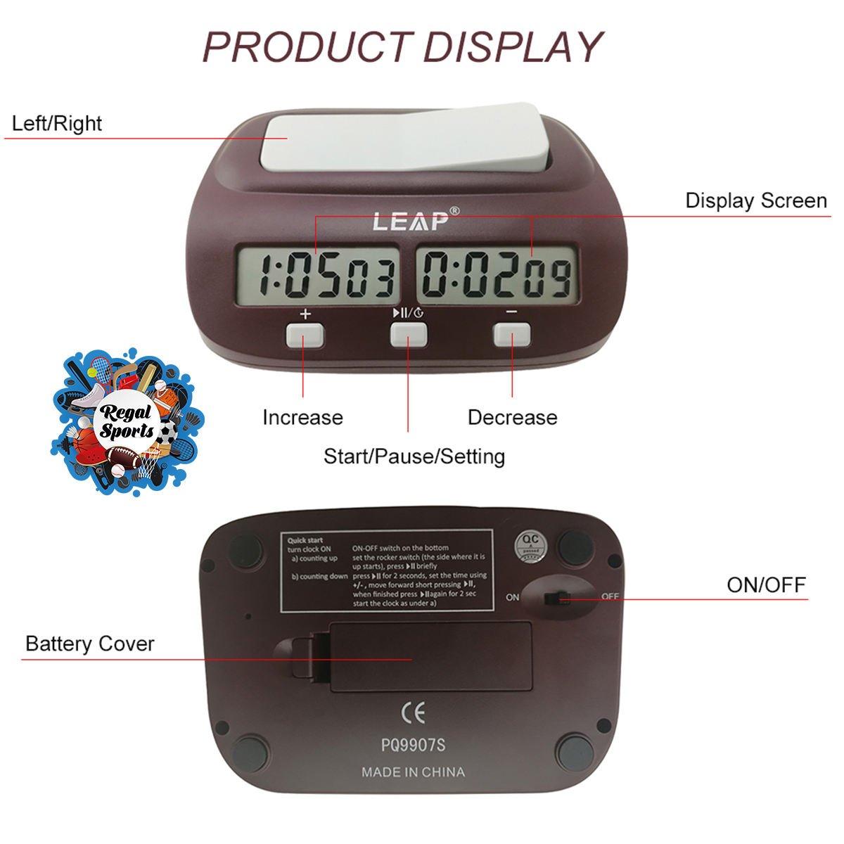 Picture of Chess Clock Timer - Digital Chess Clock - PQ9907S - Maroon