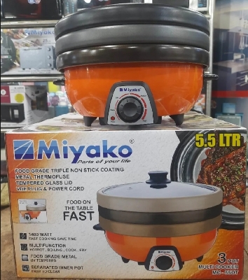 Picture of 5.5 Liter Miyako 3 Pot Electric Curry Cooker MC-550T | Miyako Electric Korai | Miyako Electric Multifunction Cooker | 1400 Watt