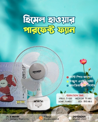 Picture of Defender KN-2912 Rechargeable Fan AC/DC with LED Multi-Function 12"