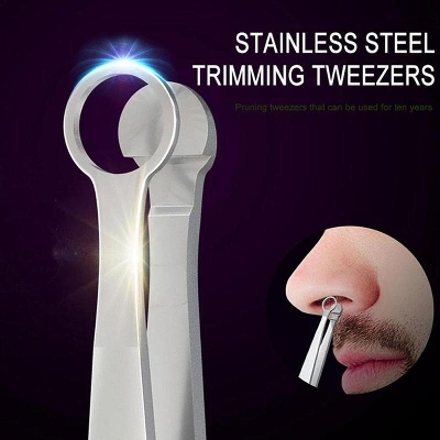 Picture of Universal Nose Hair Trimming Tweezers Round Tip Eyebrow Perfectly Steel Tweezers Nose Tweezer Hair Removal K9D3 ( Silver )
