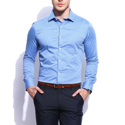 Picture of Light sky blue Cotton Long Sleeve Formal Shirt for Men ( Light blue )