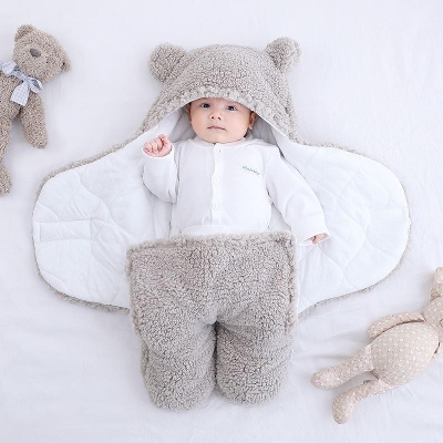 Picture of Baby Sleeping Bag Ultra-Soft Fluffy Fleece Newborn Receiving Blanket... ( Silver )
