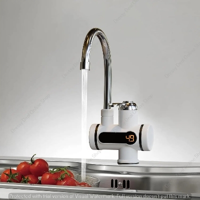 Picture of Instant Tankless Digital Electric Hot Water Tap with LED Display – Wall Mount ( White )