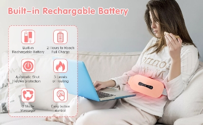 Picture of Menstrual Heating Pad, Electric Heated Belt Massage Cushion Rechargeable Heating 3 Modes for Menstrual Pain Relief, Stomach, Back or Ventr ( Cramps Relief )