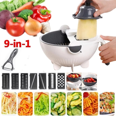 Picture of Multifunction Magic Rotate Vegetable Cutter with Drain Basket ( White )